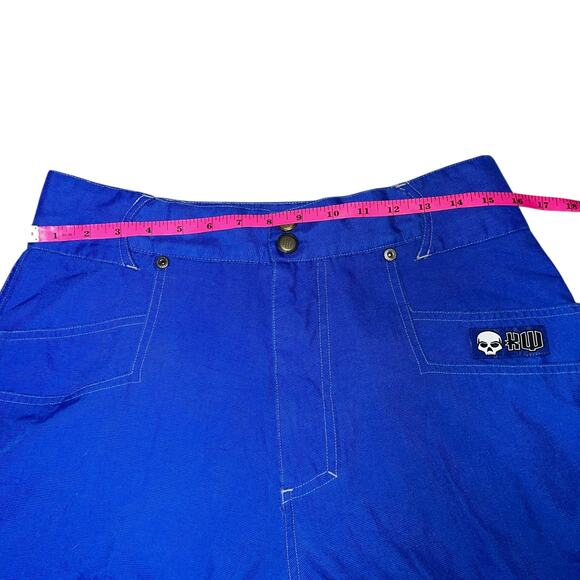 Vintage Kikwear Nylon Blue Wide Leg Pants size 32 Skater Rave Grunge drawstring - Picture 3 of 10